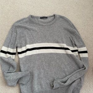 Gray and White Striped women’s Sweater one size